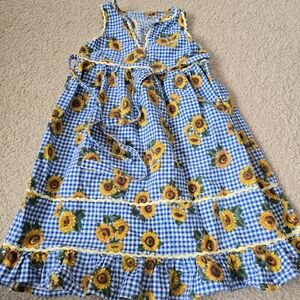 Girls Sunflower Gingham Tiered Dress Youth Size 5